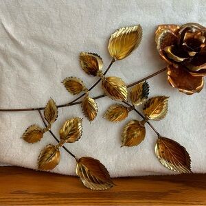 Vintage Home Interior Copper And Brass Rose With Leaves Wall Decor